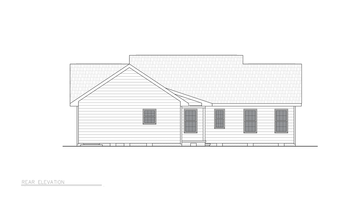ST25085 Corona Traditional Style House Plan, 3 Bedrooms 2 Bathrooms  Rear Elevation