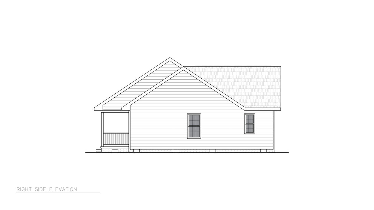 ST25085 Corona Traditional Style House Plan, 3 Bedrooms 2 Bathrooms  Right Side Elevation