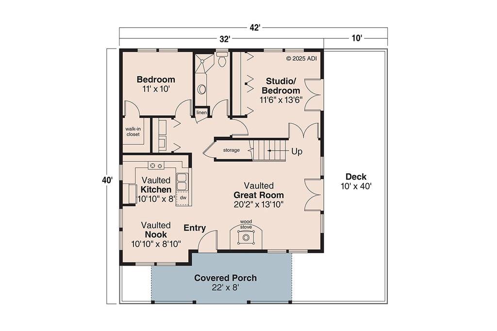 am7240-a ashwell house first floor plan 3 bedrooms, 2 baths