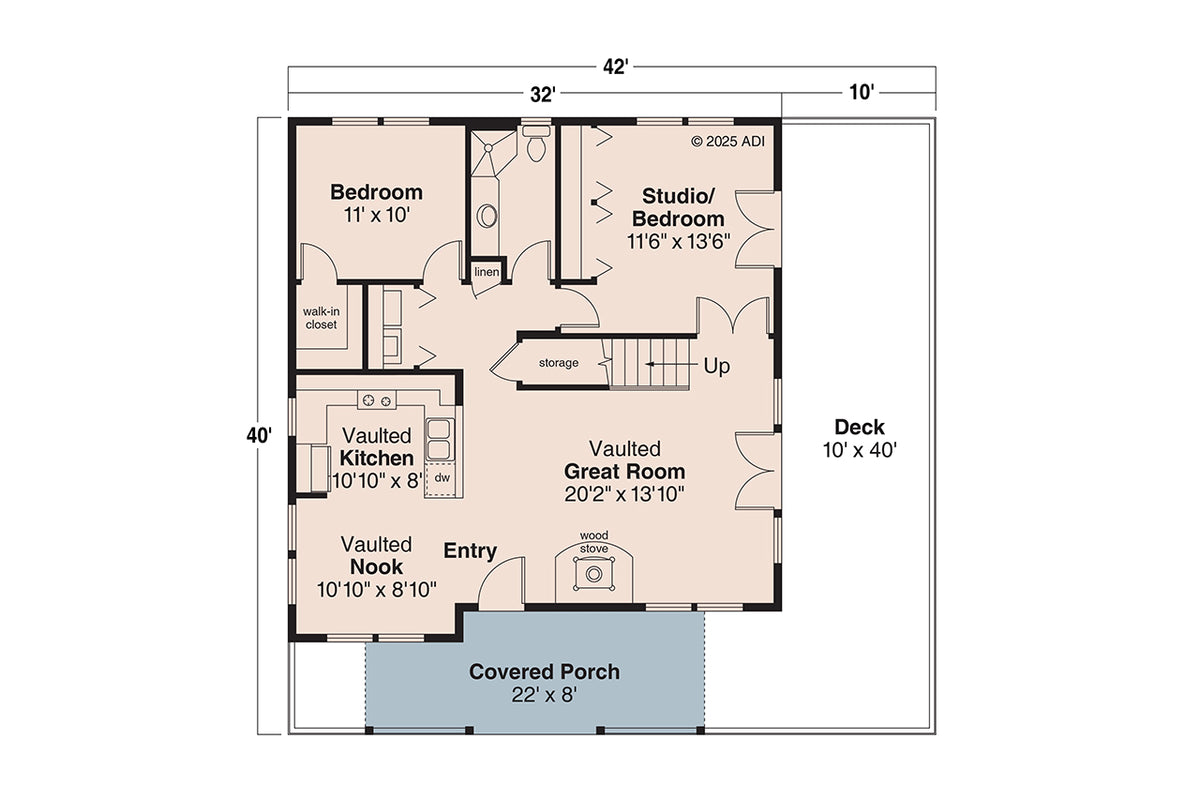 AM7240-A Ashwell House First Floor Plan 3 Bedrooms, 2 Baths