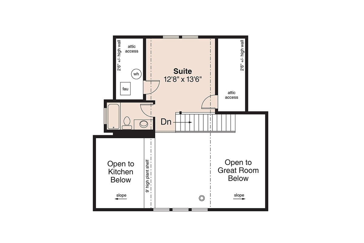 AM7240-A Ashwell House Second Floor Plan 3 Bedrooms, 2 Baths