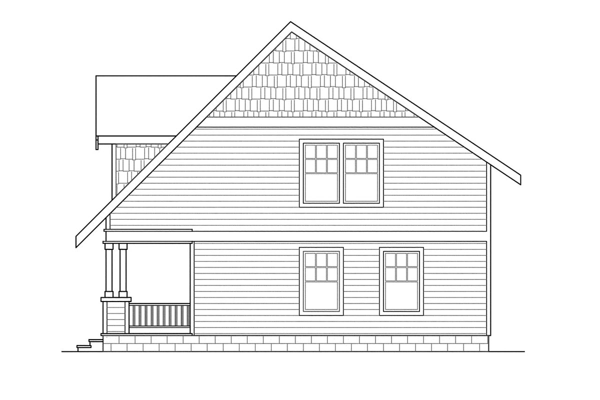 AM8288-A Cottage House, 3 Bedrooms, 2.5 Bathrooms | Dickinson House Plan Right Elevation
