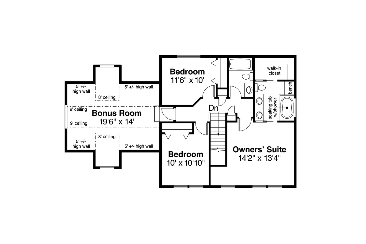 AM7791-A Country House Second Floor Plan, 3 Bedrooms, 2.5 Bathrooms | 30-197 Adkins 