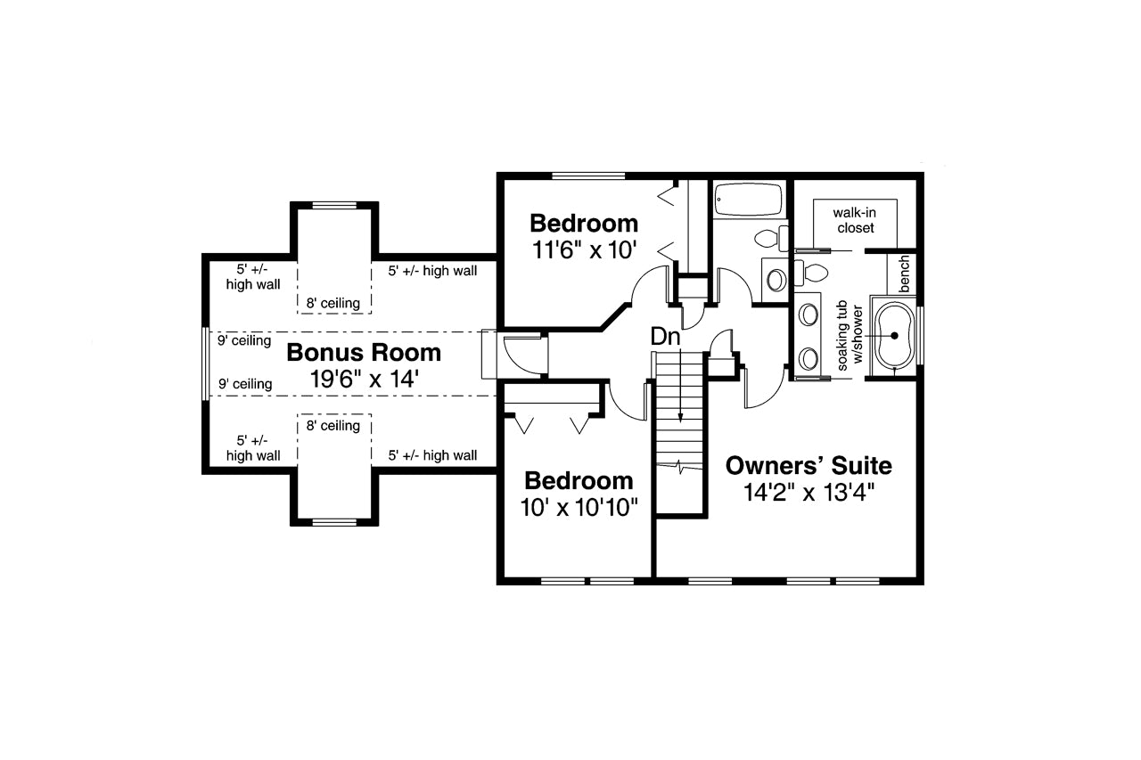 AM7791-A Country House Second Floor Plan, 3 Bedrooms, 2.5 Bathrooms | 30-197 Adkins 
