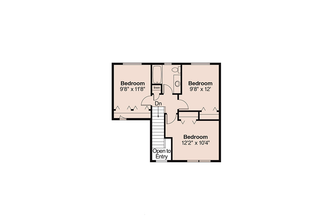 AM7941-A Country House Second Floor Plan, 4 Bedrooms, 2 Bathrooms | Plan 30-321 Aldridge 