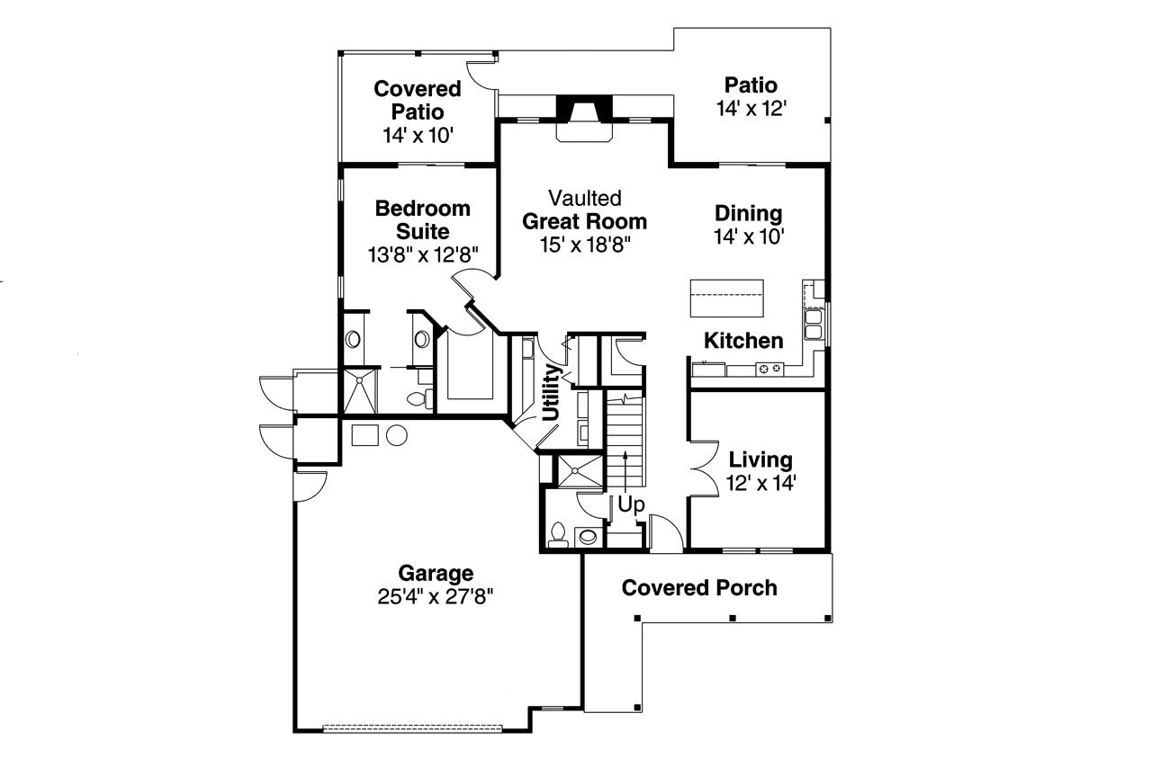 AM7661-A Country House First Floor Plan, 5 Bedrooms, 5 Bathrooms | Bryson House Plan 