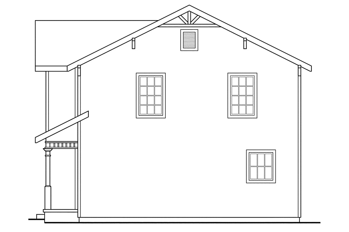 AM8289-A Cottage House, 3 Bedrooms, 2.5 Bathrooms | Emerson House Plan Right Elevation