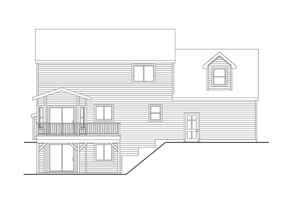 AM7935-A Country House, 3 Bedroom, 2.5 Bathrooms | Plan 31-360 Fernley Rear Elevation