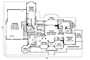 AM8285-A Country House First Floor Plan, 4 Bedrooms, 5.5 Bathrooms | Louisville House Plan 