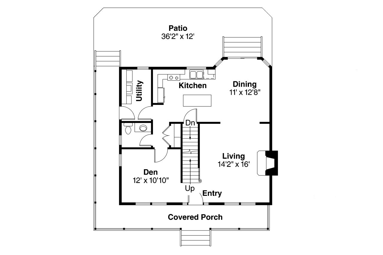 AM7792-A Country House First Floor Plan, 3 Bedrooms, 2.5 Bathrooms | 30-791 Pine Hill 
