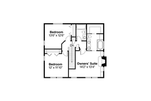 AM7792-A Country House Second Floor Plan, 3 Bedrooms, 2.5 Bathrooms | 30-791 Pine Hill 