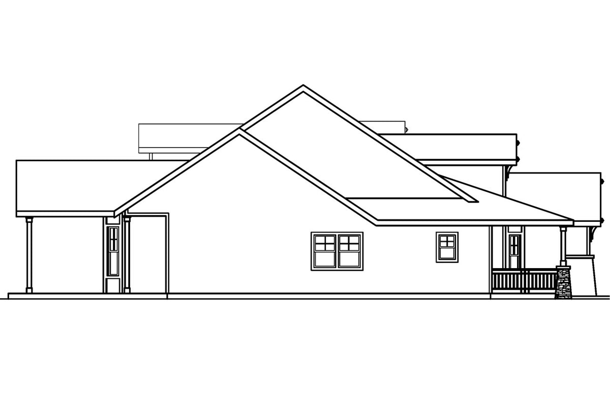 AM8277-A Craftsman House, 3 Bedrooms, 2 Bathrooms, 2 Half Baths | River Glen House Plan Left Elevation