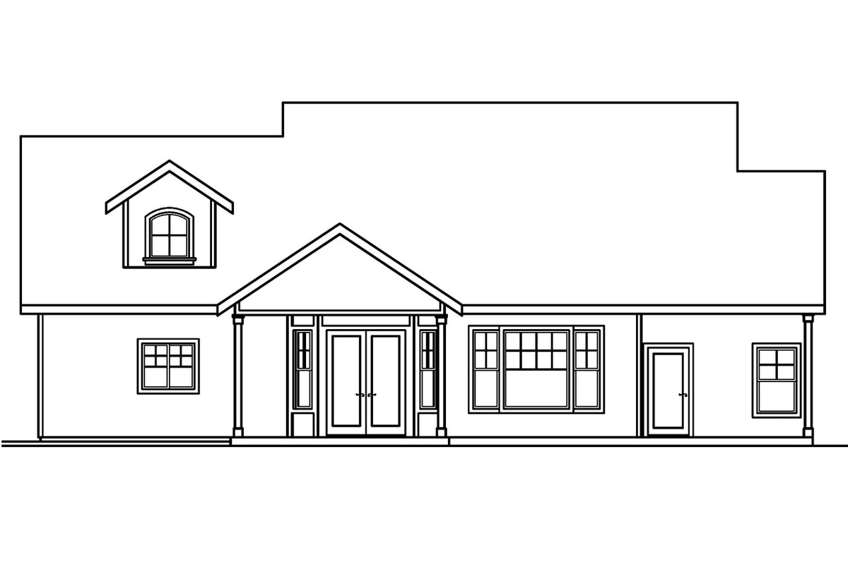 AM8277-A Craftsman House, 3 Bedrooms, 2 Bathrooms, 2 Half Baths | River Glen House Plan Rear Elevation