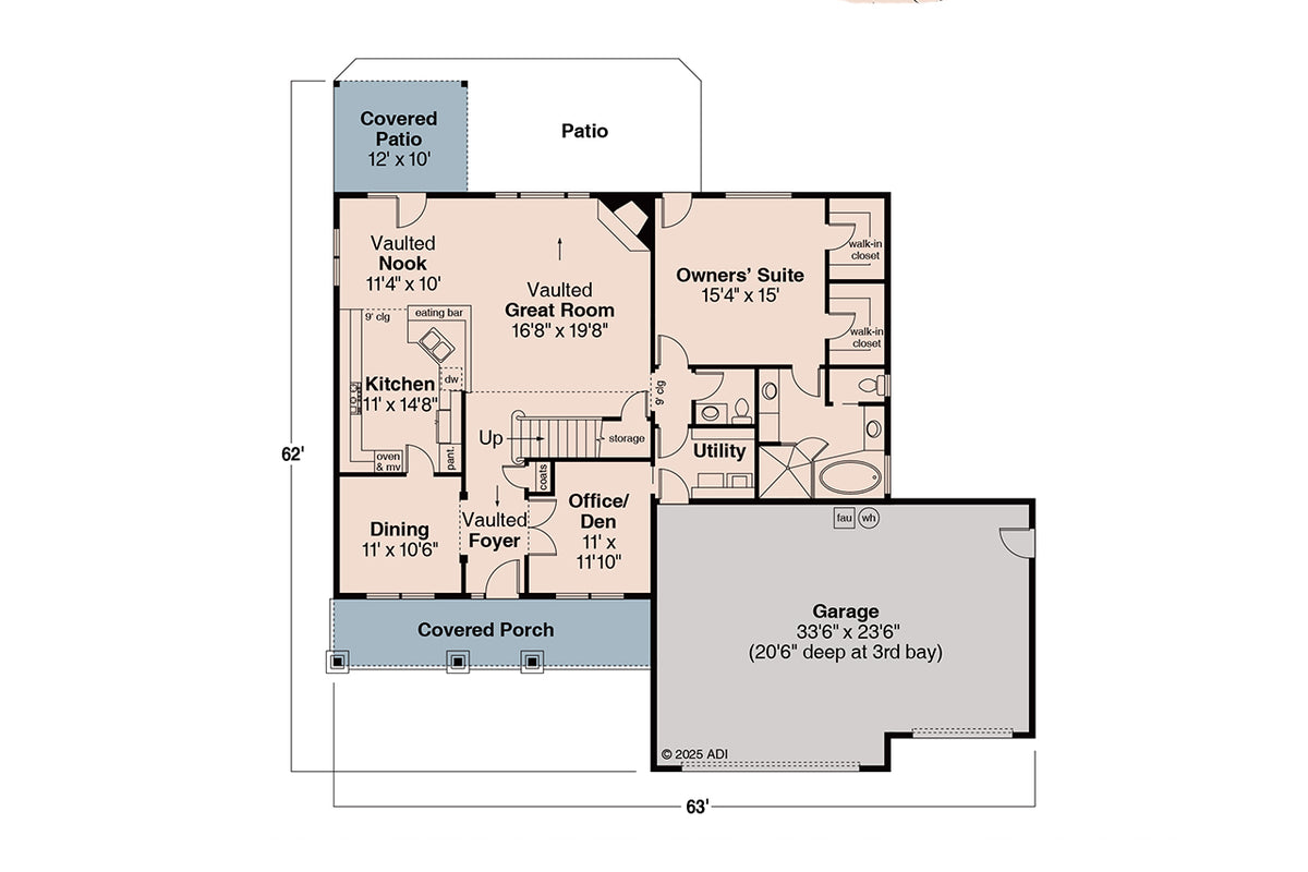 AM7189-A White Haven Main Floor Plan - 3 Bed, 2 Bath, 1 Half Bath