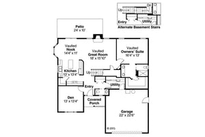 AM7191-A Radbourne House Plan - Main Floor Plan, 3 Beds, 2 Baths, 1 Half Baths