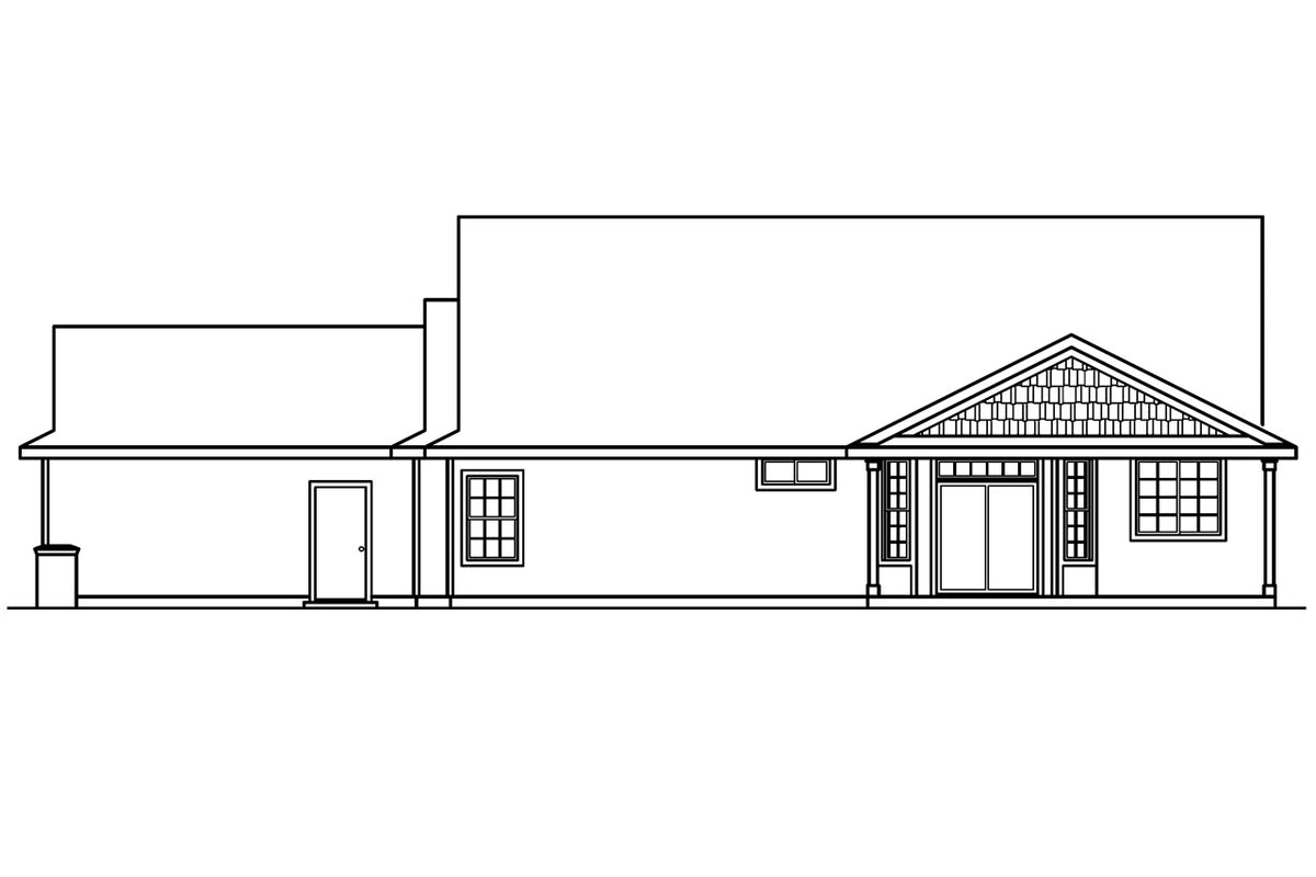 AM7666-A Country House Plan, 4 Bedrooms, 3 Bathrooms | Ashley House Plan Rear Elevation
