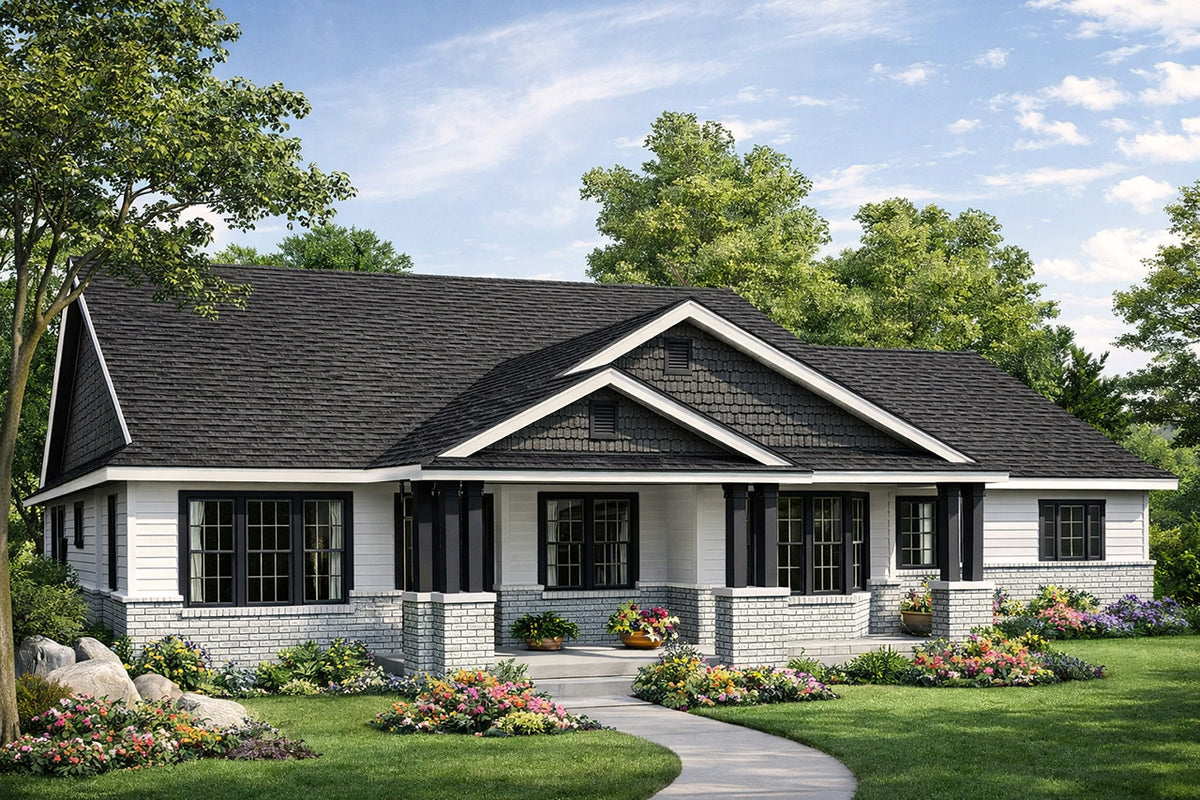 AM7666-A Country House Plan, 4 Bedrooms, 3 Bathrooms | Ashley House Plan Exterior-2
