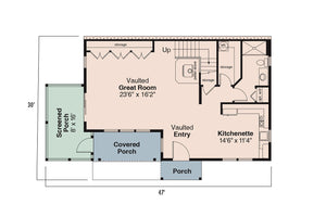 AM8487-A Cottage House with 1 Bathroom | Northlake House Plan First Floor Plan