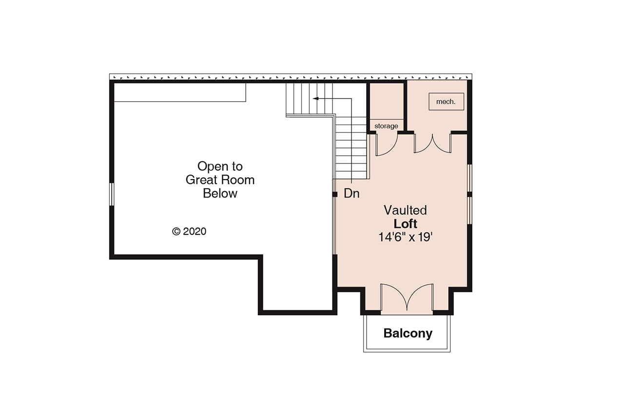 AM8487-A Cottage House with 1 Bathroom | Northlake House Plan Second Floor Plan