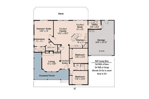 AM7196-A Cambridge House Plan First Floor Plan 3 bed, 2 Bath