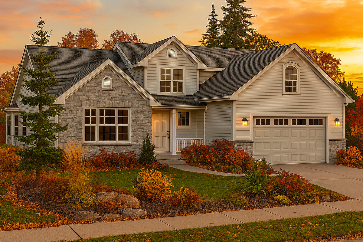 AM7191-A Radbourne House Plan Contemporary Home with Bonus Room & Porch