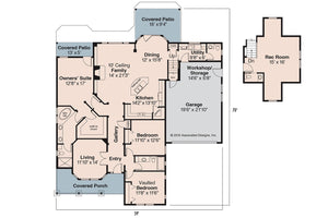 AM8277-A Craftsman House Floor Plan, 3 Bedrooms, 2 Bathrooms, 2 Half Baths | River Glen House Plan 