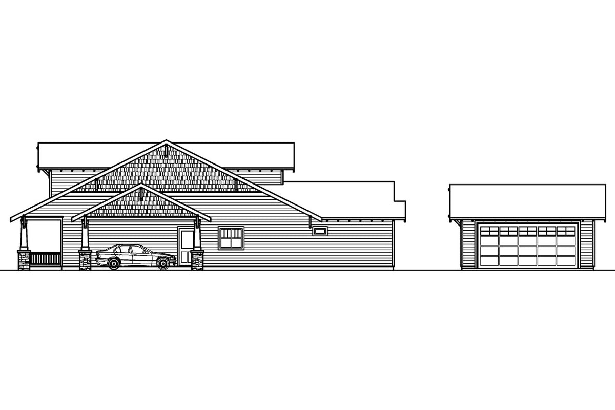 AM8281-A Bungalow House, 3 Bedrooms, 2.5 Bathrooms | Markham House Plan Right Elevation