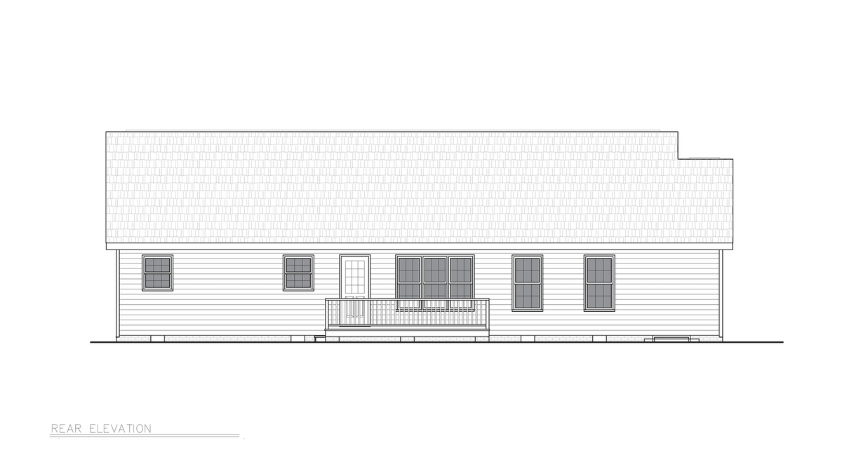 ST25086 Craven Traditional House Plan 3 Bedrooms, 2 Bathrooms, One Story Rear Elevation