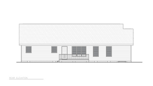 ST25086 Craven Traditional House Plan 3 Bedrooms, 2 Bathrooms, One Story Rear Elevation