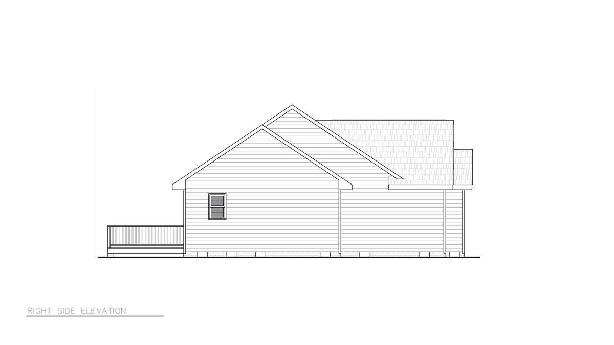 ST25086 Craven Traditional House Plan 3 Bedrooms, 2 Bathrooms, One Story Right Side Elevation