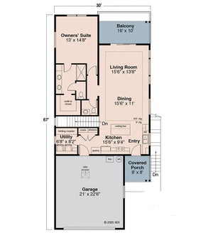 AM7194-A Crescent Bend House Floor Plan, 3 Bed, 2.5 Bath