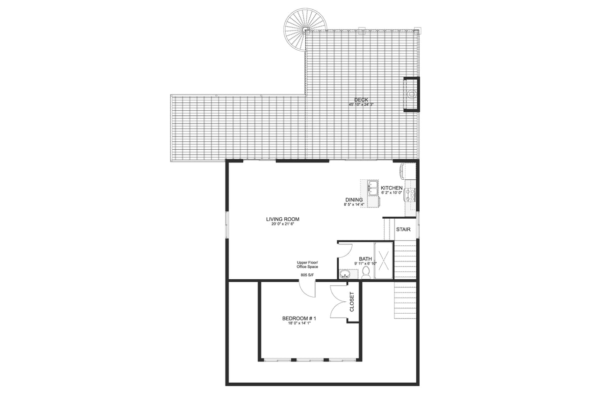 AO7992-A Carriage House Second Floor Plan, 1 Bedroom, 2.5 Bathrooms | Cummings 