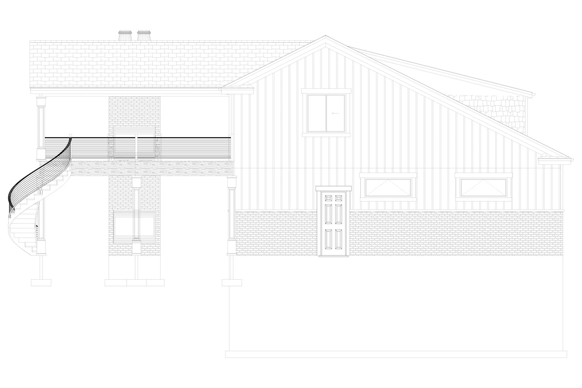 AO7992-A Carriage House, 1 Bedroom, 2.5 Bathrooms | Cummings Left Elevation