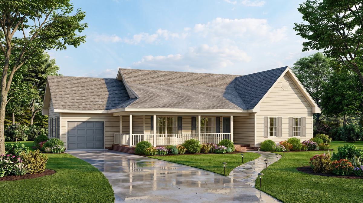 A8230-A Cottage House, 3 Bedrooms, 2 Bathrooms | Curtis House Plan Exterior-2