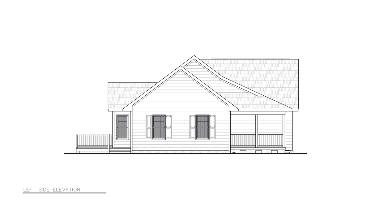 A8230-A Cottage House, 3 Bedrooms, 2 Bathrooms | Curtis House Plan Left Elevation