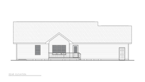 A8230-A Cottage House, 3 Bedrooms, 2 Bathrooms | Curtis House Plan Rear Elevation