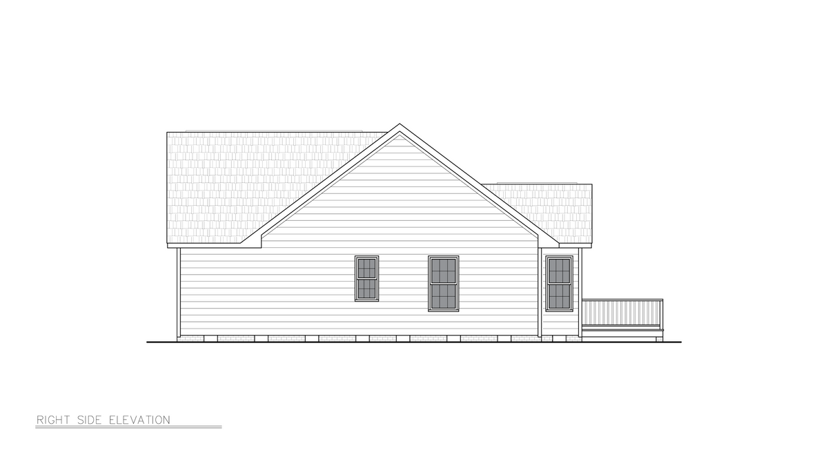 A8230-A Cottage House, 3 Bedrooms, 2 Bathrooms | Curtis House Plan Right Elevation