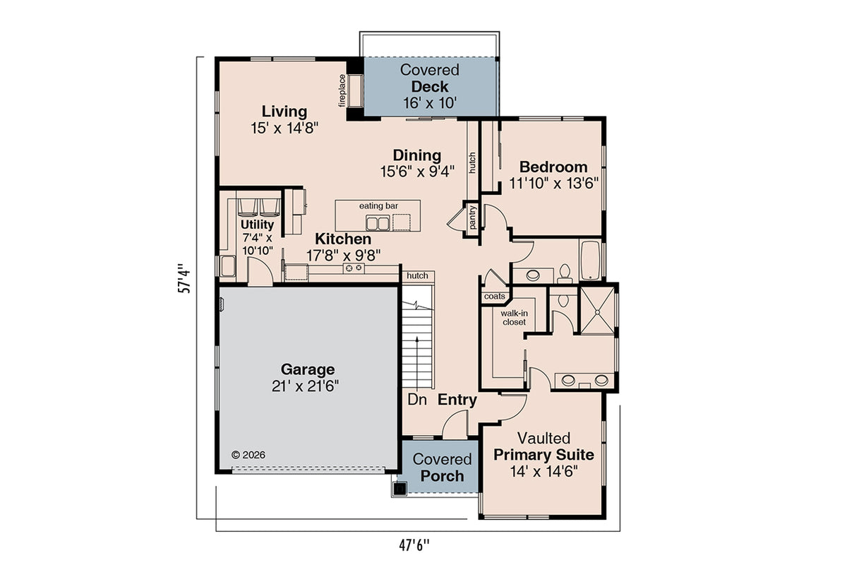 AM8267-A Modern House First Floor Plan, 4 Bedrooms, 3 Bathrooms | Cypress Ridge House Plan 