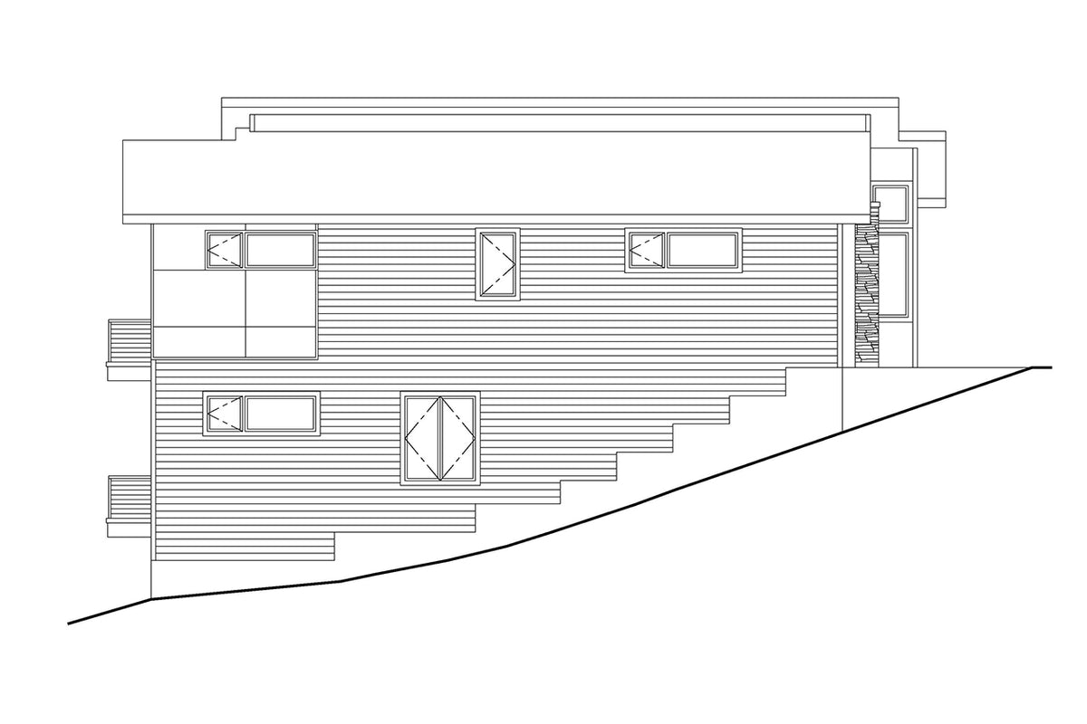 AM8267-A Modern House, 4 Bedrooms, 3 Bathrooms | Cypress Ridge House Plan Left Elevation
