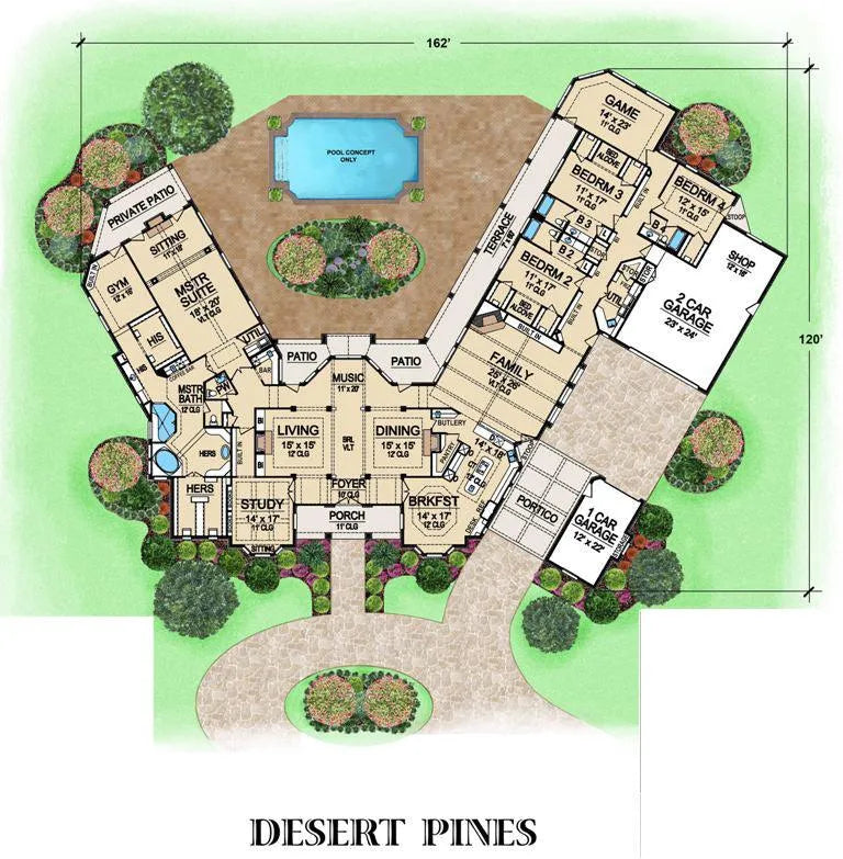 Desert Pines House Plan - Archival Designs House Plans