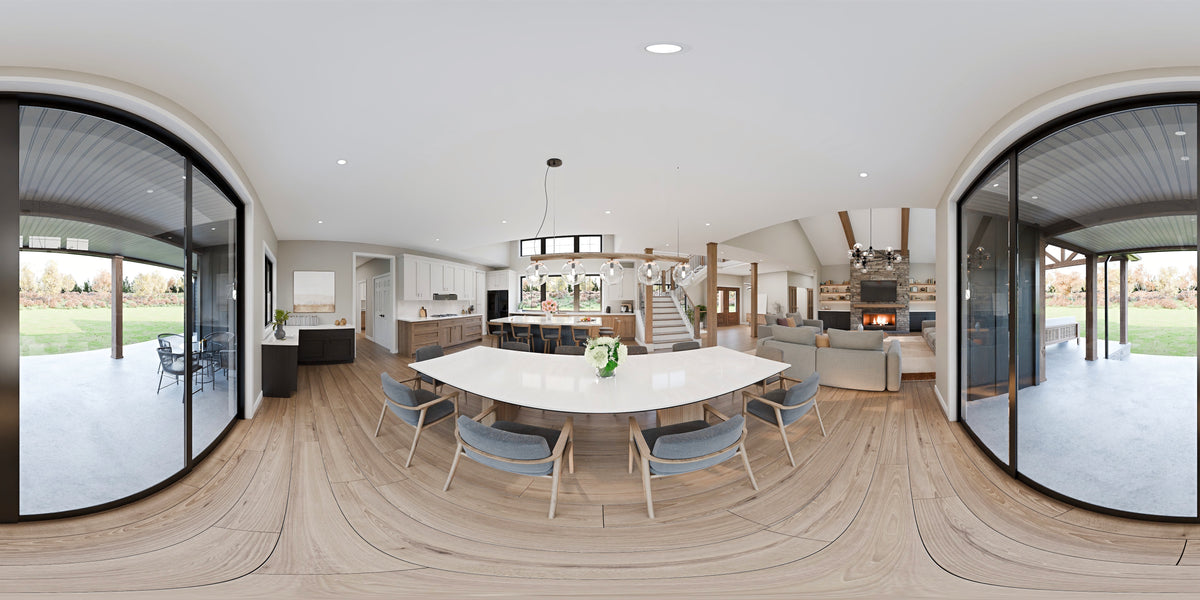 AJ7722-A Modern Farmhouse Dining Panorama, 4 Bedrooms, 4 Bathrooms | Plan 1062 