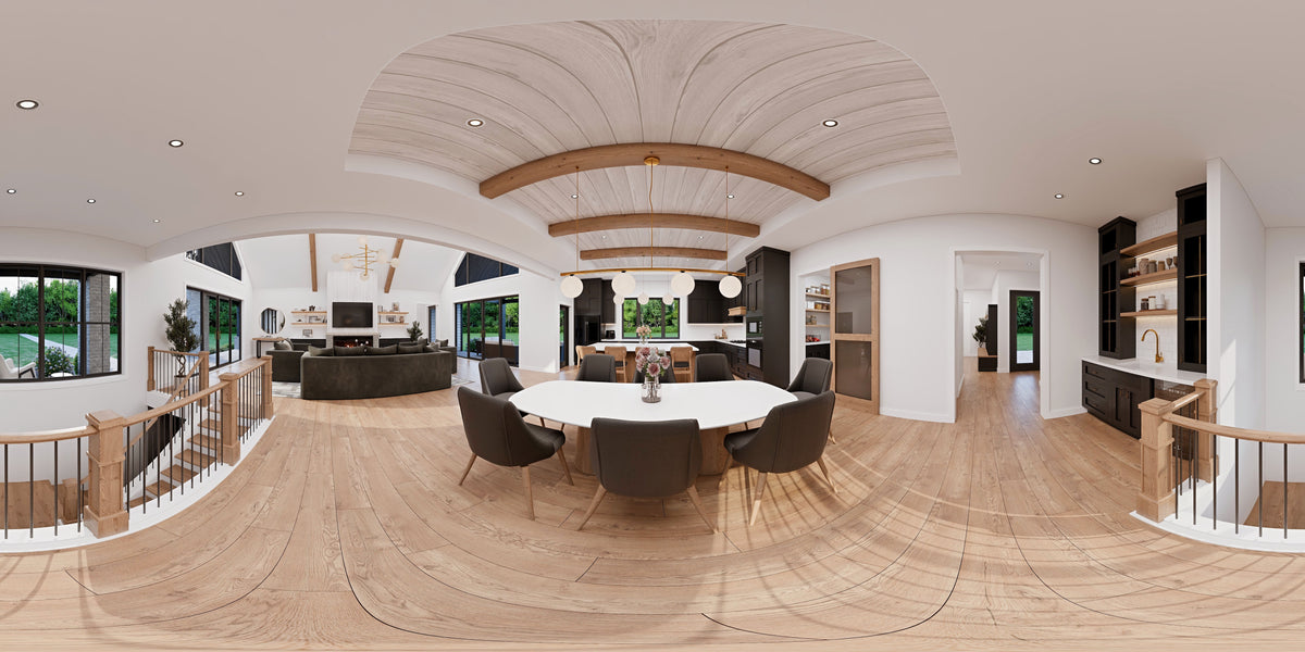 AJ7980-A Modern Farmhouse Dining Panorama, 3 Bedrooms, 4.5 Bathrooms | Plan 1068 