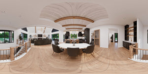 AJ7980-A Modern Farmhouse Dining Panorama, 3 Bedrooms, 4.5 Bathrooms | Plan 1068 