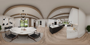 AJ7727-A Modern Farmhouse Dining Panorama, 3 Bedrooms, 2 Bathrooms | Plan 1064 