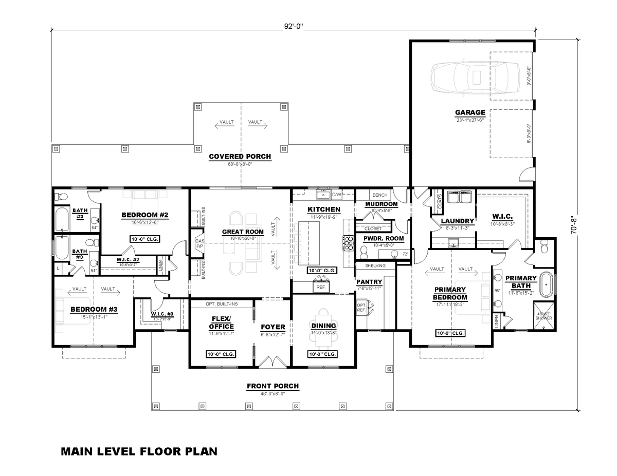 AN8255-A Modern Farmhouse Floor Plan, 3 Bedrooms, 3.5 Bathrooms | Downey-2 House Plan 
