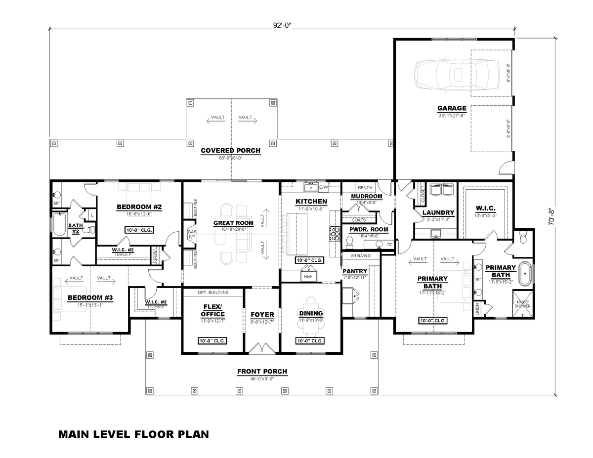 AN8219-A Modern Farmhouse First Floor Plan, 3 Bedrooms, 2.5 Bathrooms | Downey-1 House Plan 