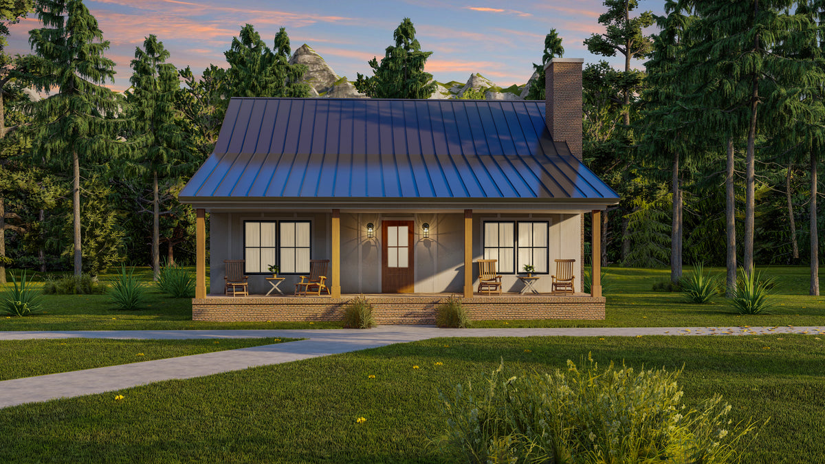 Charming 2-Bedroom Home Plan with Loft and Rear Porch