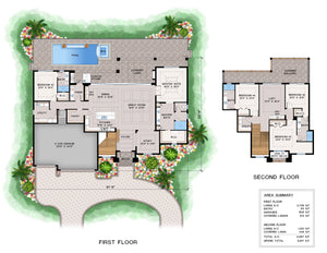 P7379-A Dahlia House First Floor and Second Floor Plan 5 Beds 4.5 Baths