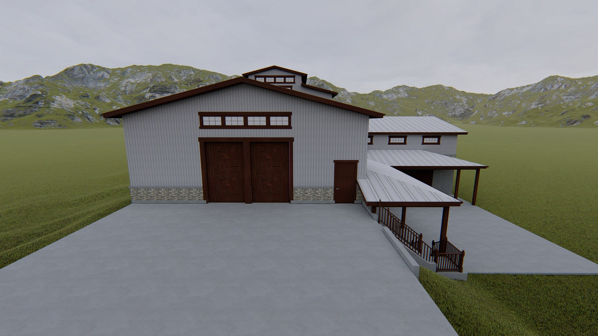 AO8498-A Barndominium Garage, 2.5 Bathrooms | Danfors Garage Plan Exterior