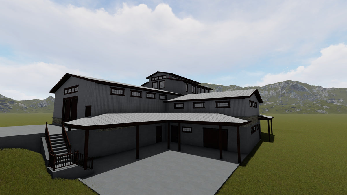 AO8498-A Barndominium Garage, 2.5 Bathrooms | Danfors Garage Plan Exterior-7